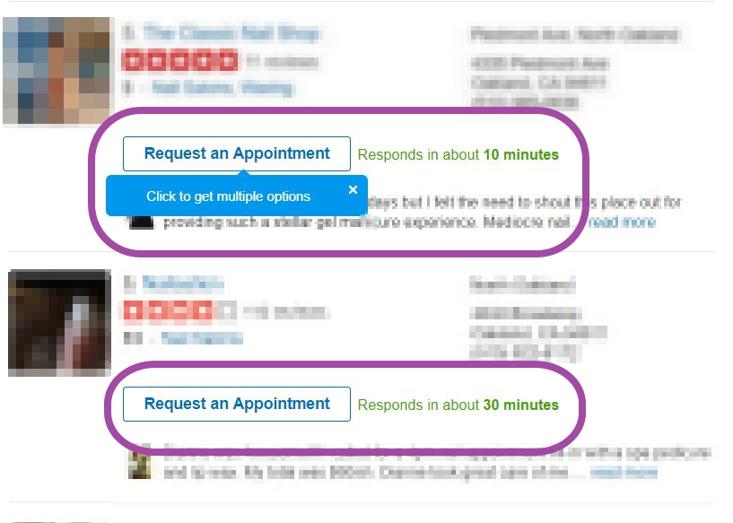 yelp request an appointment